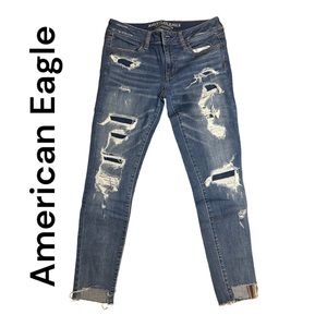 American Eagle Super Stretch heavily distressed skinny jeans